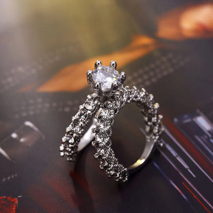 Elegant Ring Jewelry Silver Color Engagement Wedding Ring