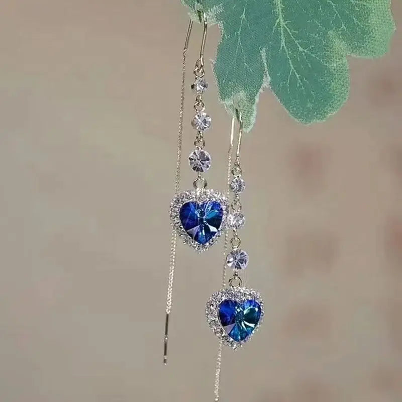 Blue Heart Earrings for Women