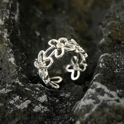 Silver Rings Fashion Flower