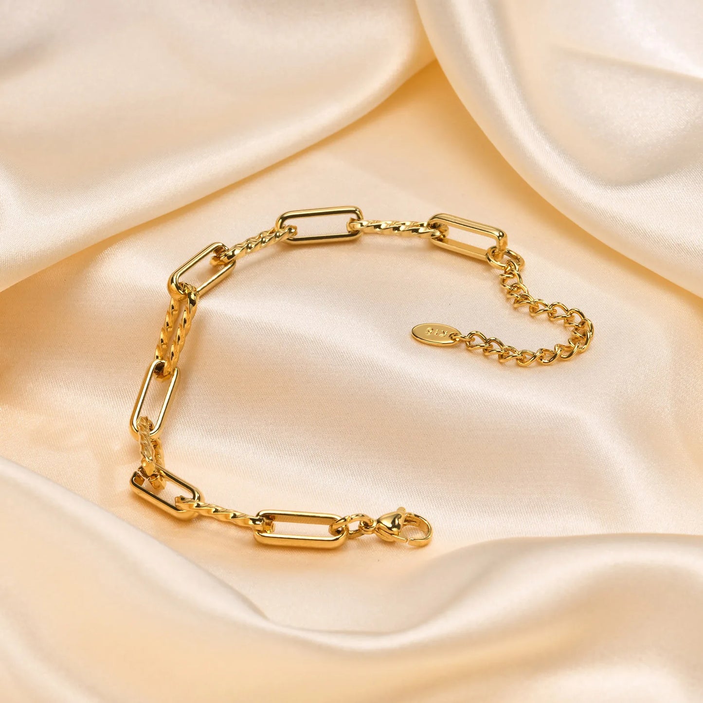 Classic Bracelet Gold Color Rectangle Charm