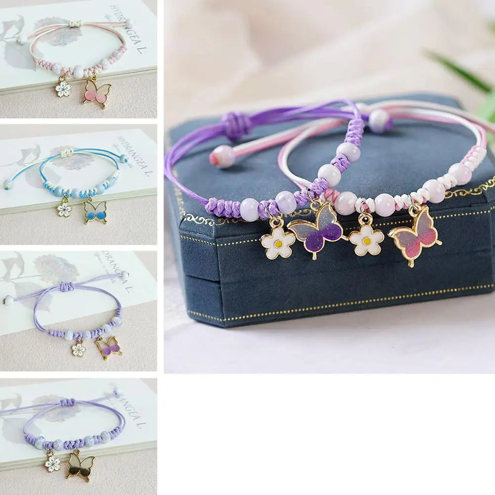 Fashion Handmade Purple Butterfly Flower Bracelet For Women