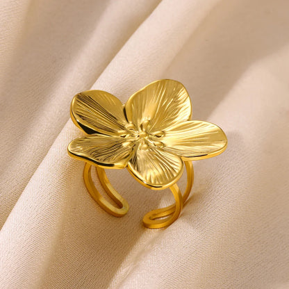 Elegant Flower Rings For Women Gold Color Sun Starfish