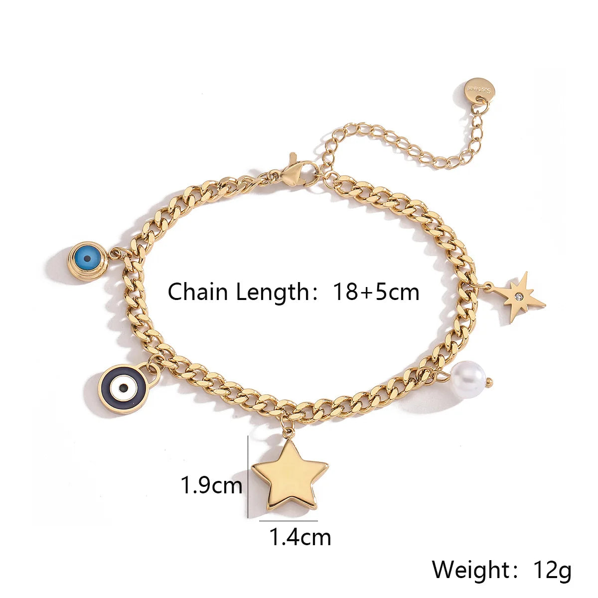 Gold Color Bracelets Lucky Elephant Evil Eye Jewelry