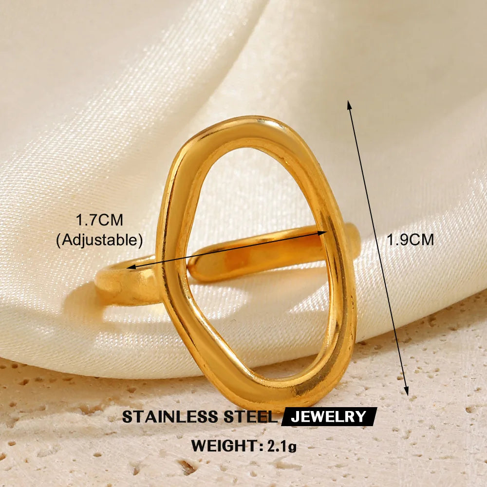 Gold Color Heart Ring Women Metal Finger Hollow