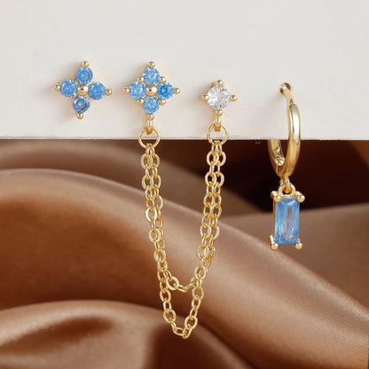 Birthstone Earrings Set for Woman Cartilage Piercing Earrings Fashion Jewelry