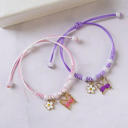 Fashion Handmade Purple Butterfly Flower Bracelet For Women