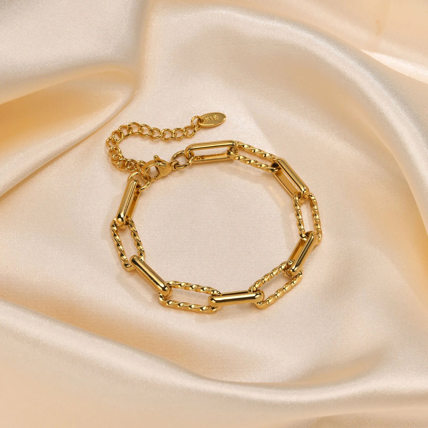 Classic Bracelet Gold Color Rectangle Charm