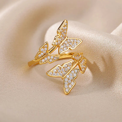 Butterfly Rings for Women Shiny Finger Ring