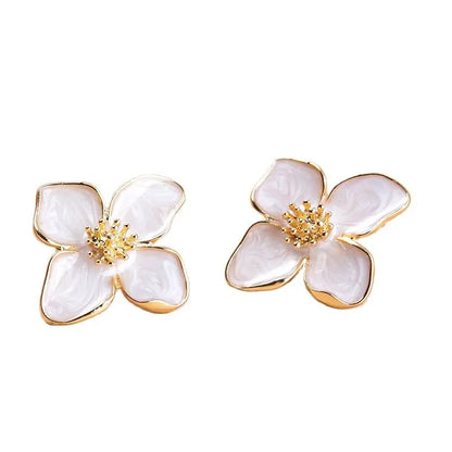 Flower Earrings Pink White Flowers Women