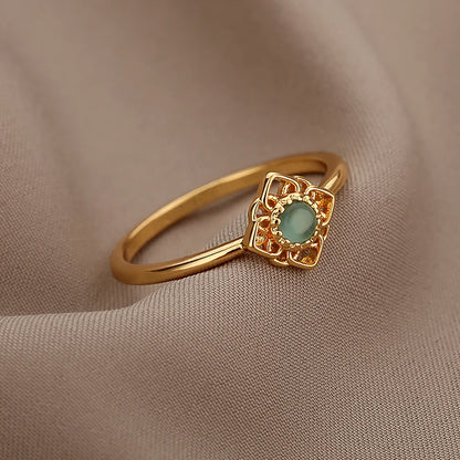 Flower Rings for Women Gold Color