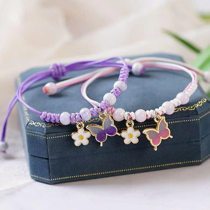 Fashion Handmade Purple Butterfly Flower Bracelet For Women