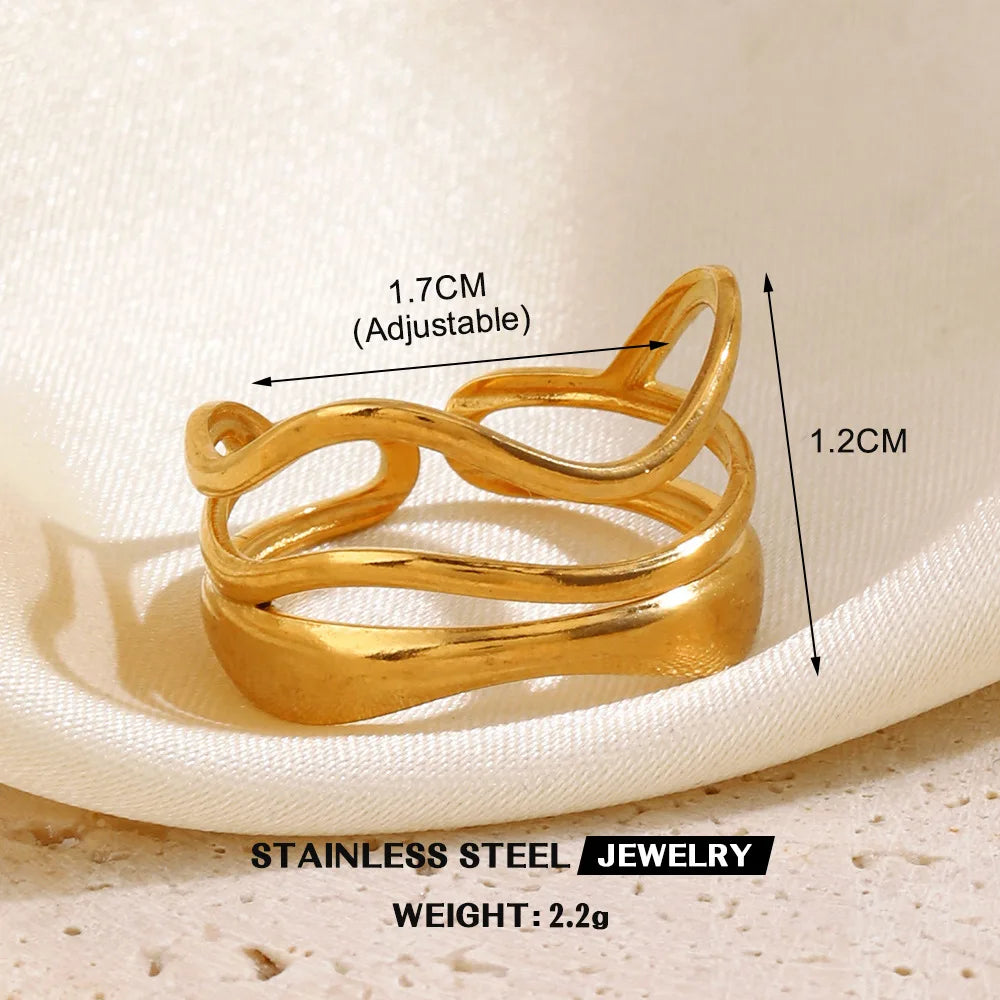 Gold Color Heart Ring Women Metal Finger Hollow