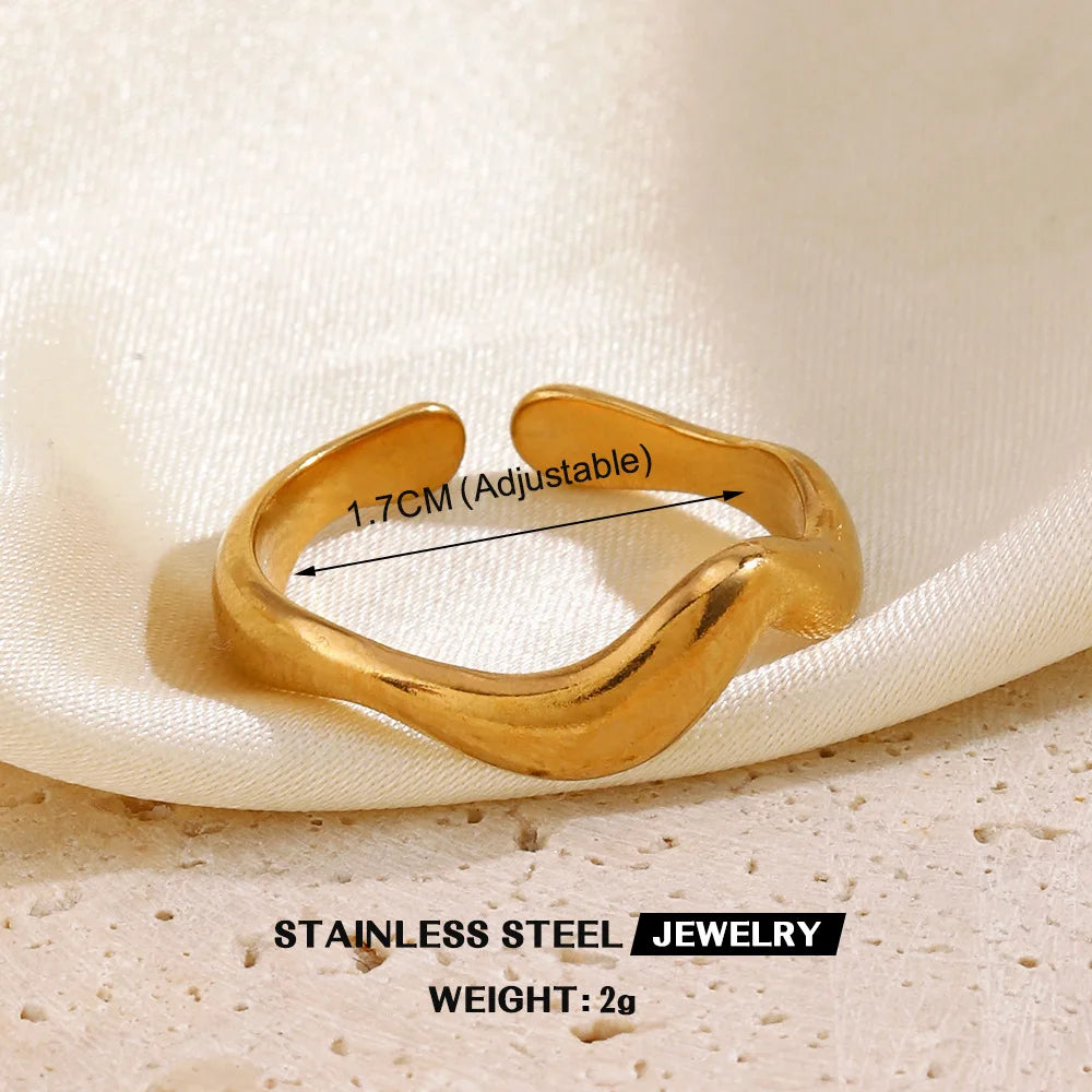 Gold Color Heart Ring Women Metal Finger Hollow