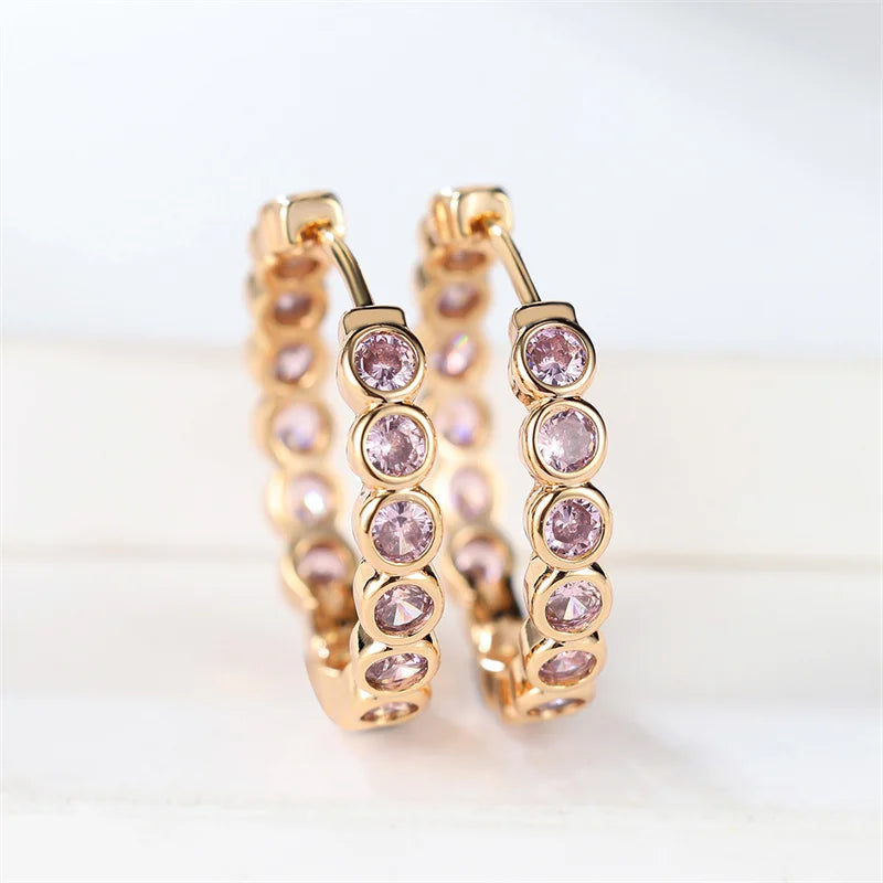 Earrings Charm Gold Color Earrings For Women Trendy Zircon Stone Wedding Clip Earrings