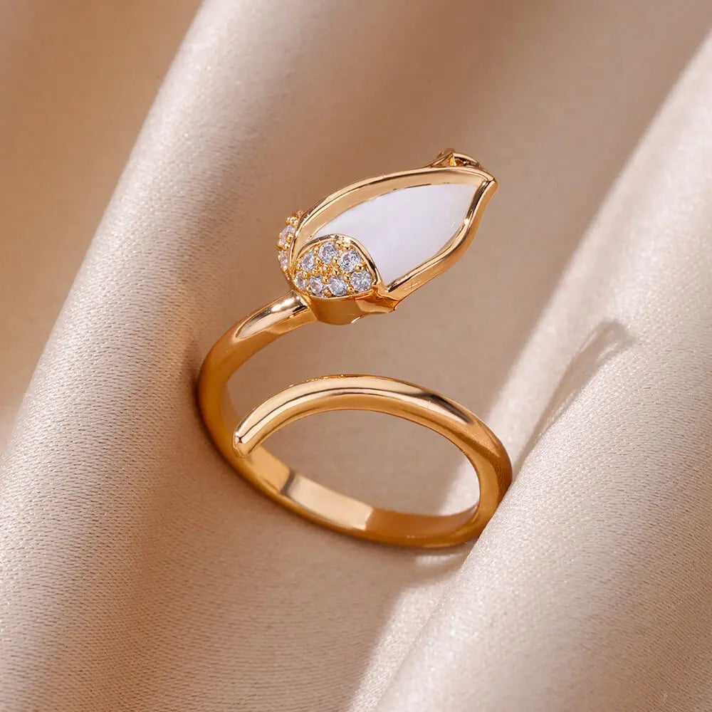 Flower Rings for Women Gold Color