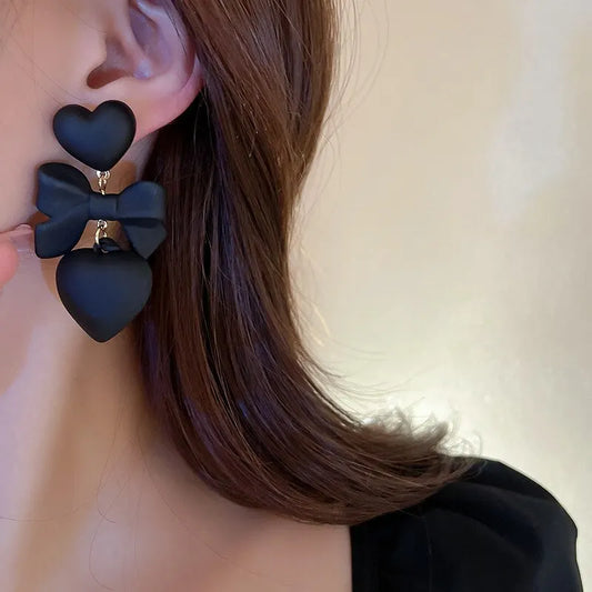 Black Heart Earrings For Women