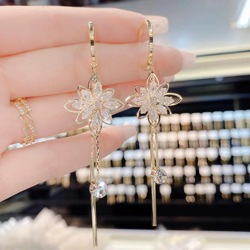 Luxury Crystal Flower Earrings for Women