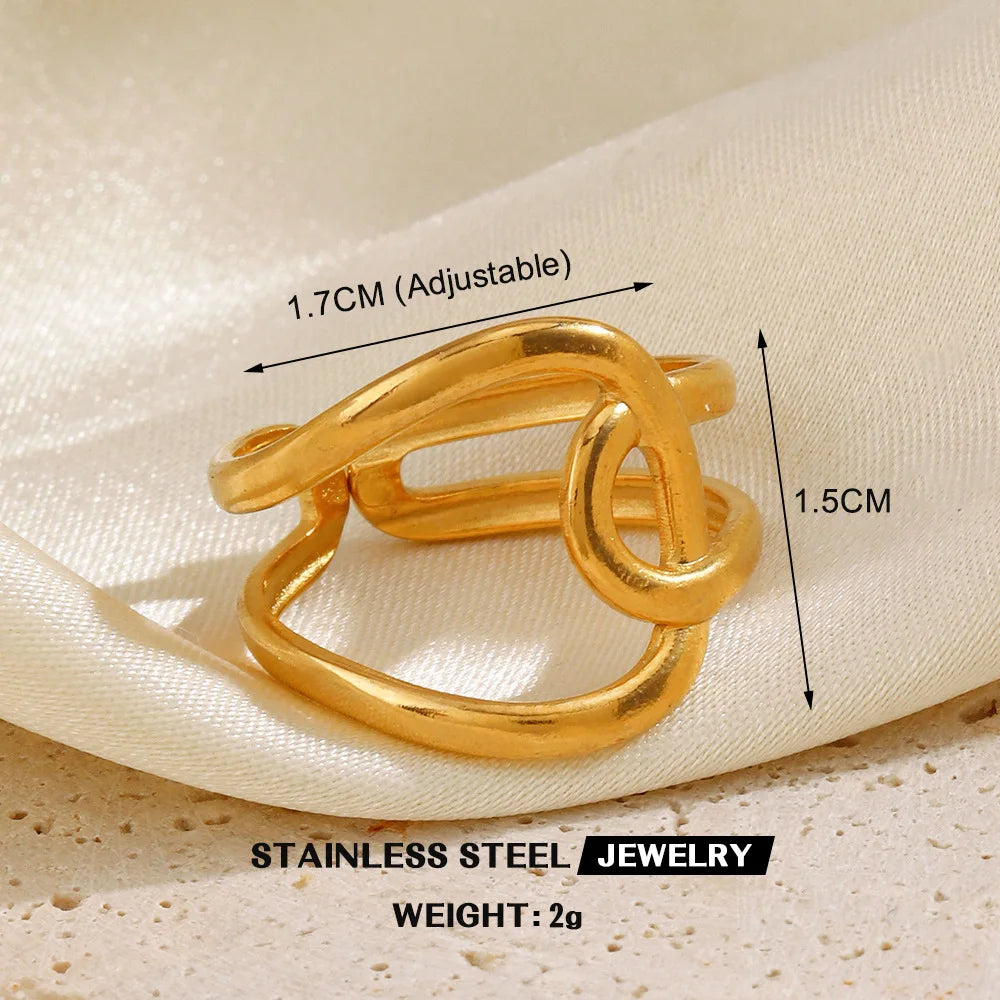 Gold Color Heart Ring Women Metal Finger Hollow