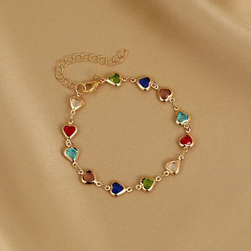 Fashionable Colored Heart Bracelet Elegant Women