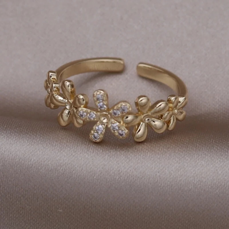 new fashion jewelry gold simple  crystal ring elegant women