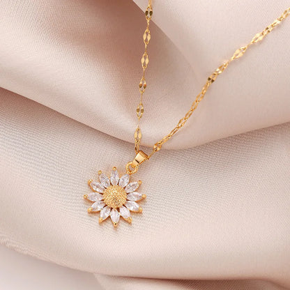 Gold-color Necklace Ladies Light Luxury Style Flower