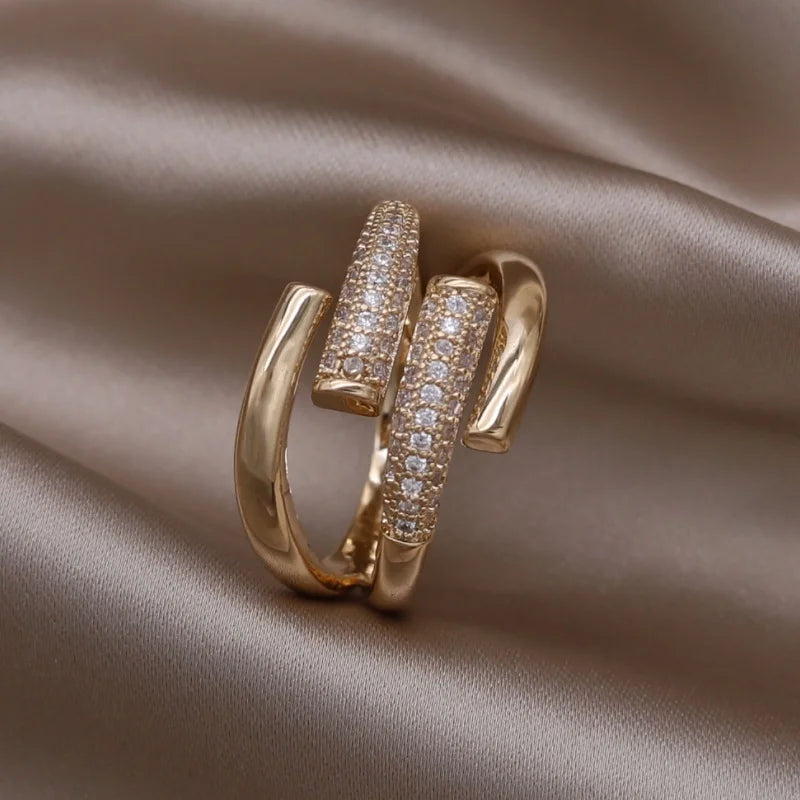 new fashion jewelry gold simple  crystal ring elegant women