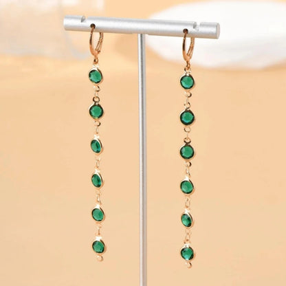 Earstring Fashion Temperament Simple Green Round Bead Long Tassel