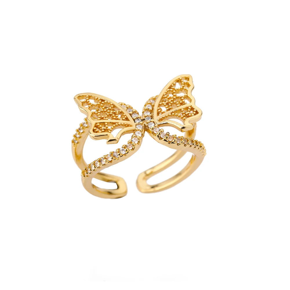 Butterfly Rings for Women Shiny Finger Ring