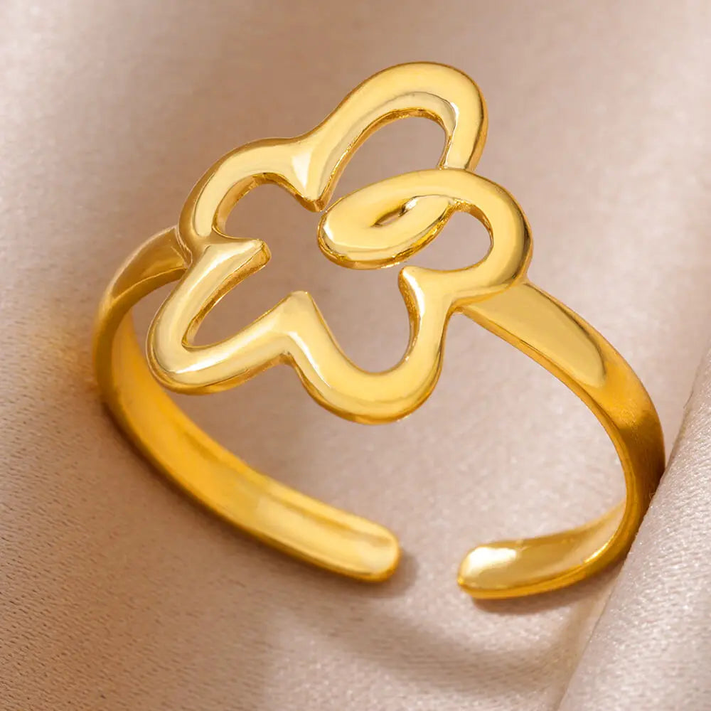 Flower Rings for Women Gold Color