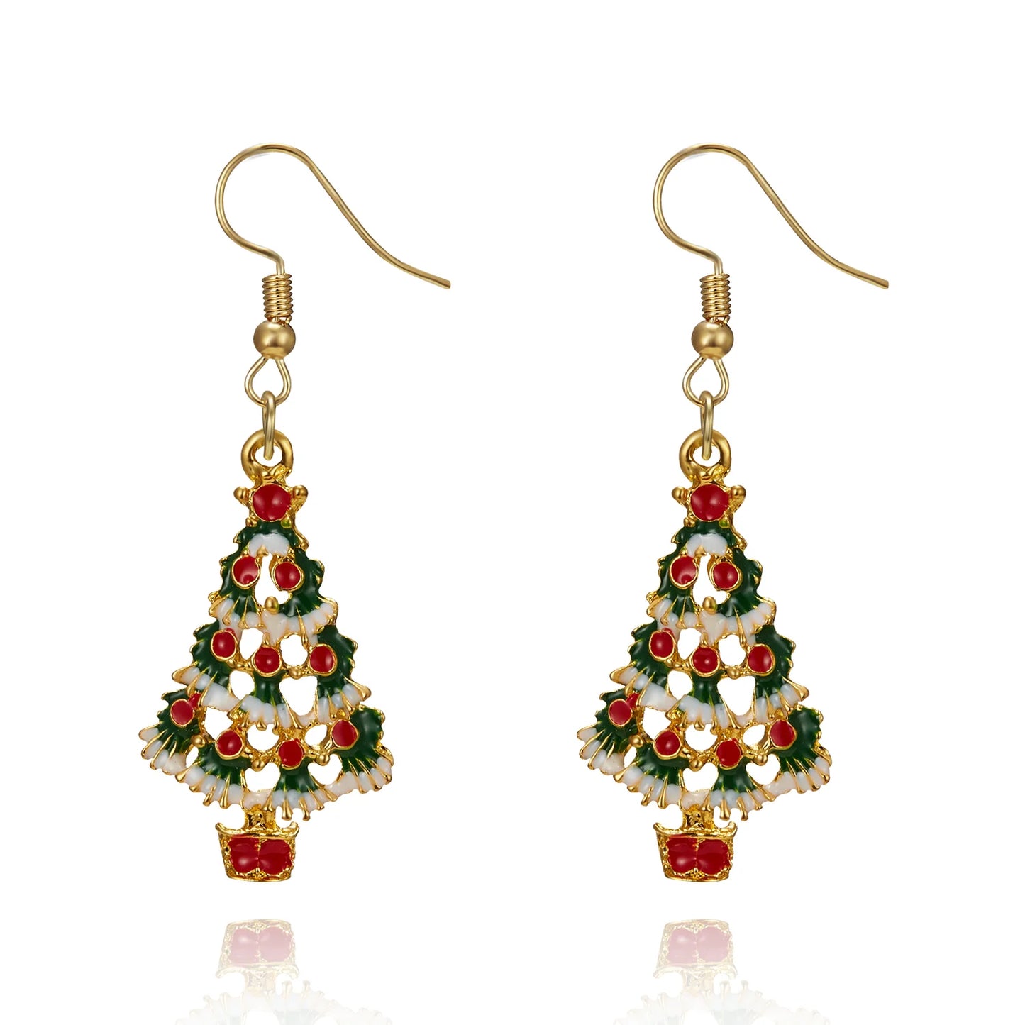 Fashion Christmas Tree Zircon Crystal Star Silver Color Earrings