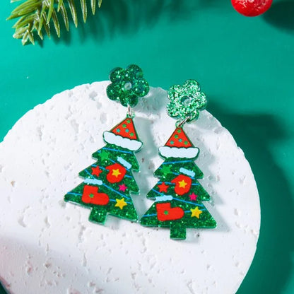 Fashion Christmas Tree Zircon Crystal Star Silver Color Earrings