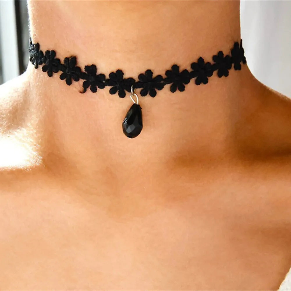 Fashion Black Heart Necklace Female Women Sexy Simple