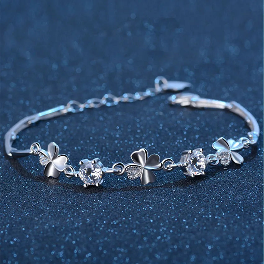 Silver  Bracelet Crystals Chain for Women