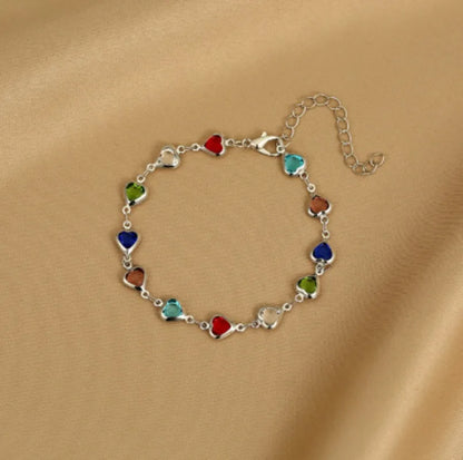 Fashionable Colored Heart Bracelet Elegant Women