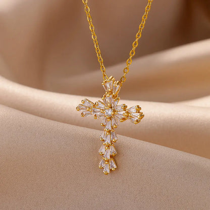 Luxury Cross Necklace for Women Crysta