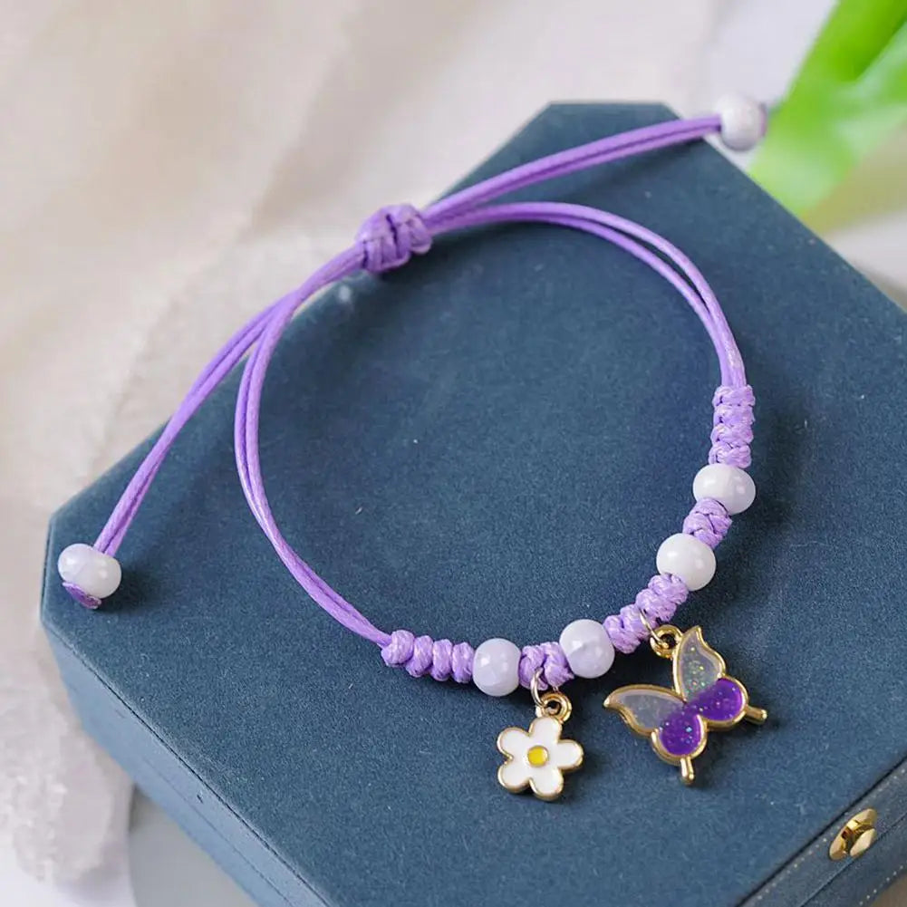 Fashion Handmade Purple Butterfly Flower Bracelet For Women