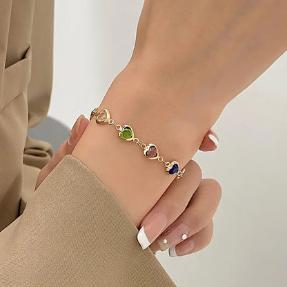 Fashionable Colored Heart Bracelet Elegant Women