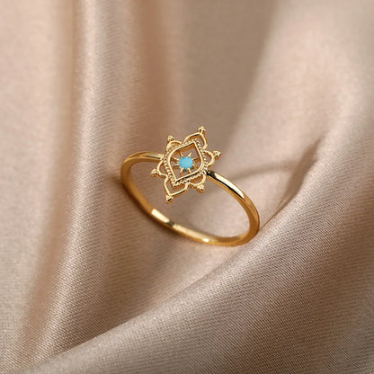 Flower Rings for Women Gold Color