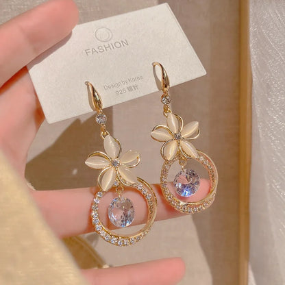 Luxury Crystal Flower Earrings for Women