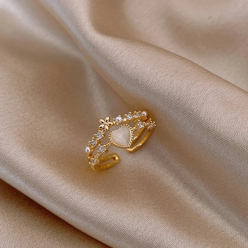 new fashion jewelry gold simple  crystal ring elegant women