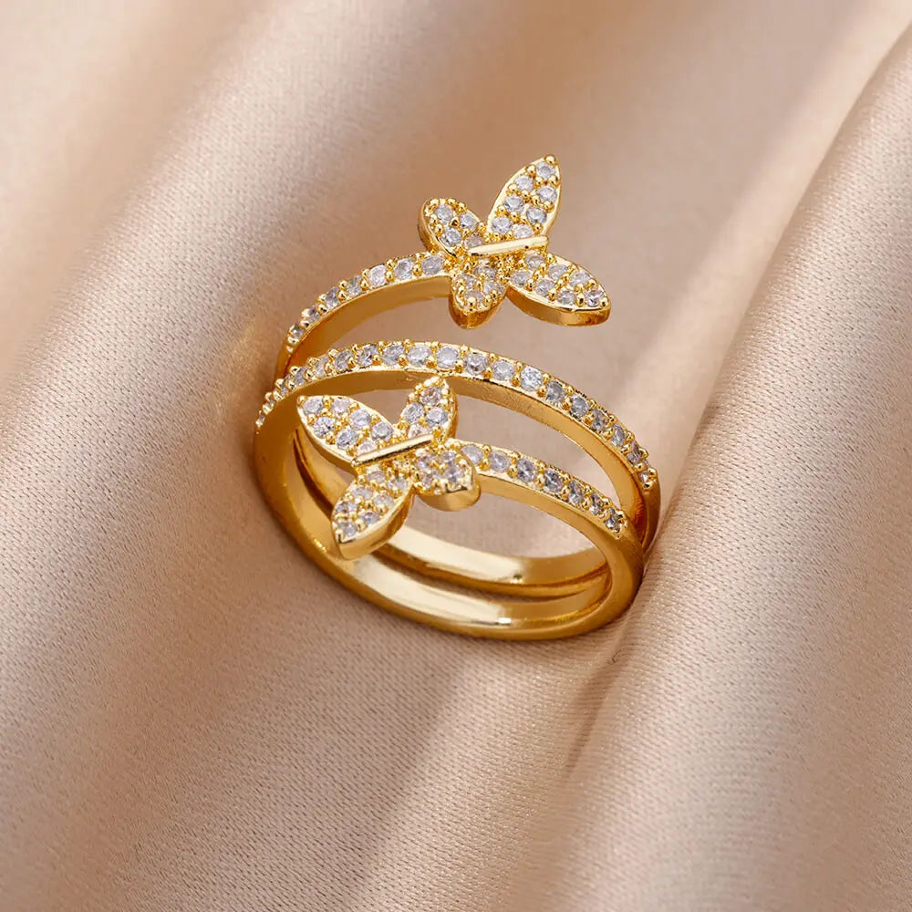 Flower Rings for Women Gold Color