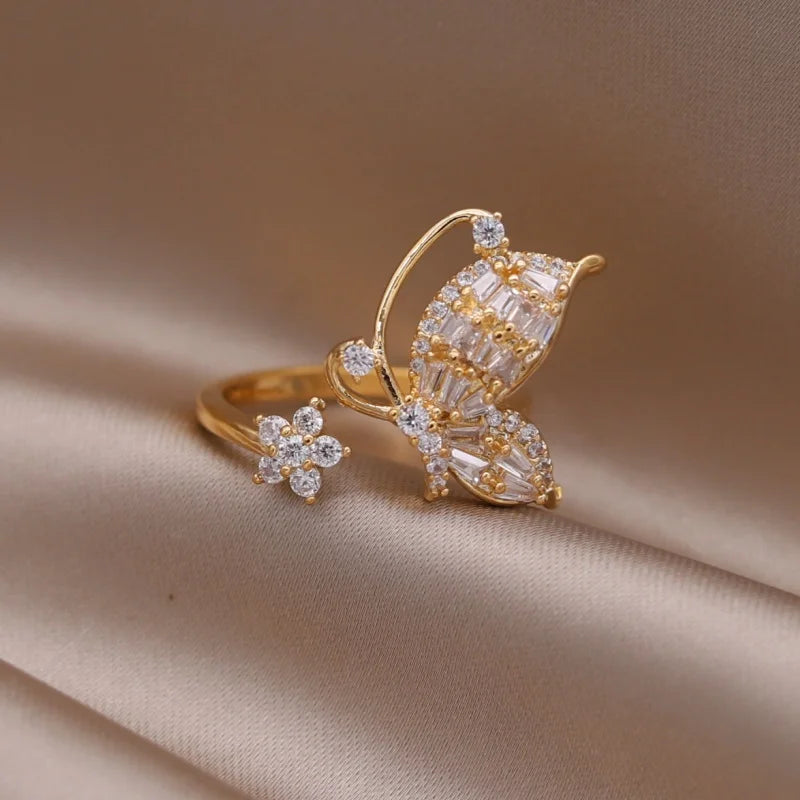 new fashion jewelry gold simple  crystal ring elegant women