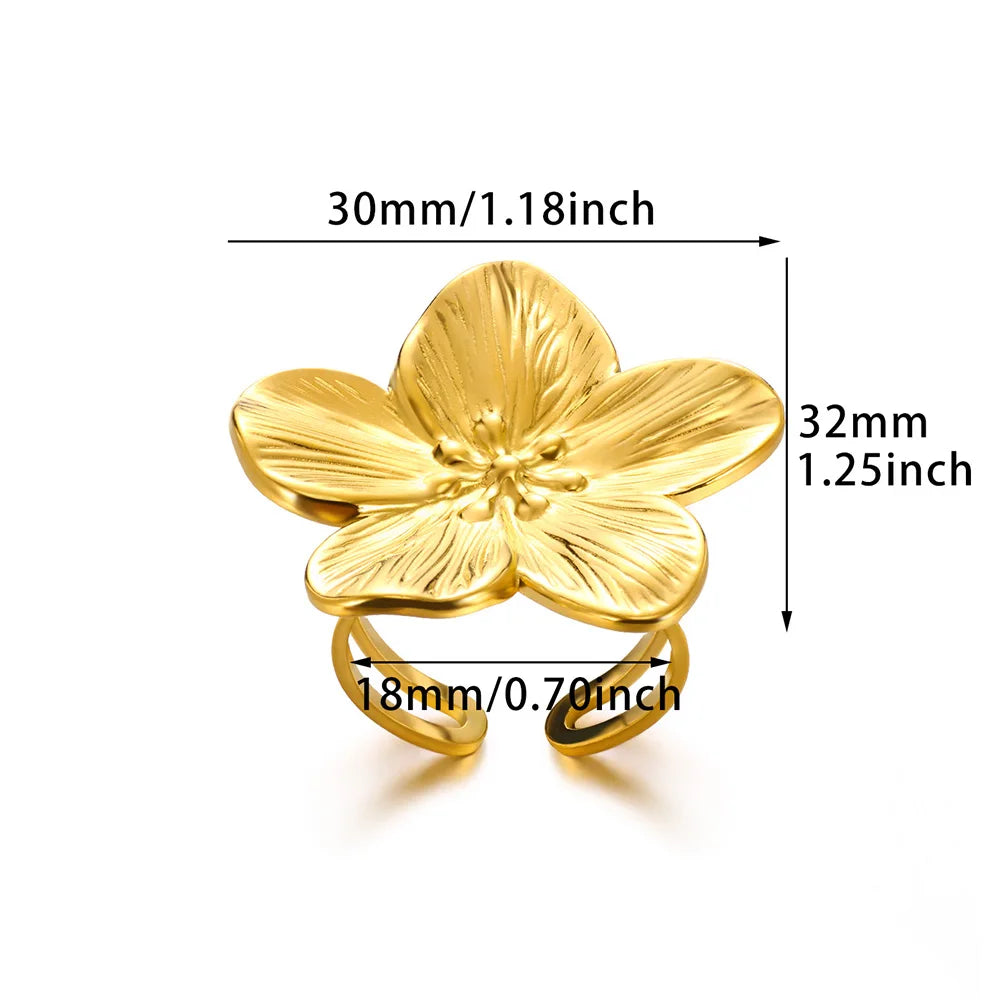 Elegant Flower Rings For Women Gold Color Sun Starfish