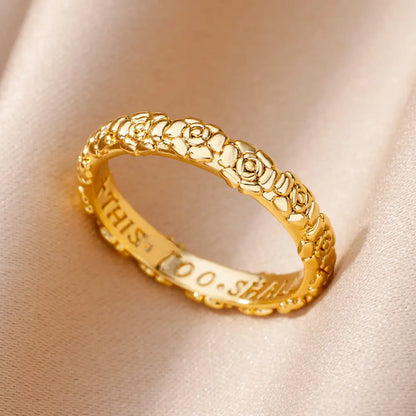 Flower Rings for Women Gold Color