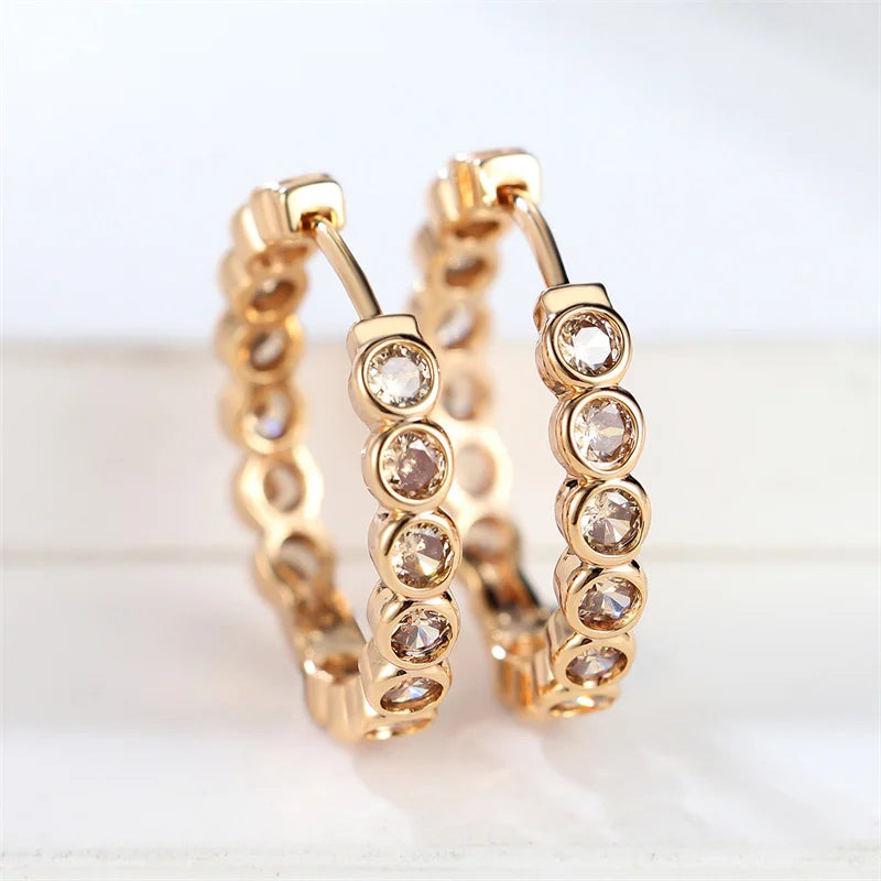 Earrings Charm Gold Color Earrings For Women Trendy Zircon Stone Wedding Clip Earrings