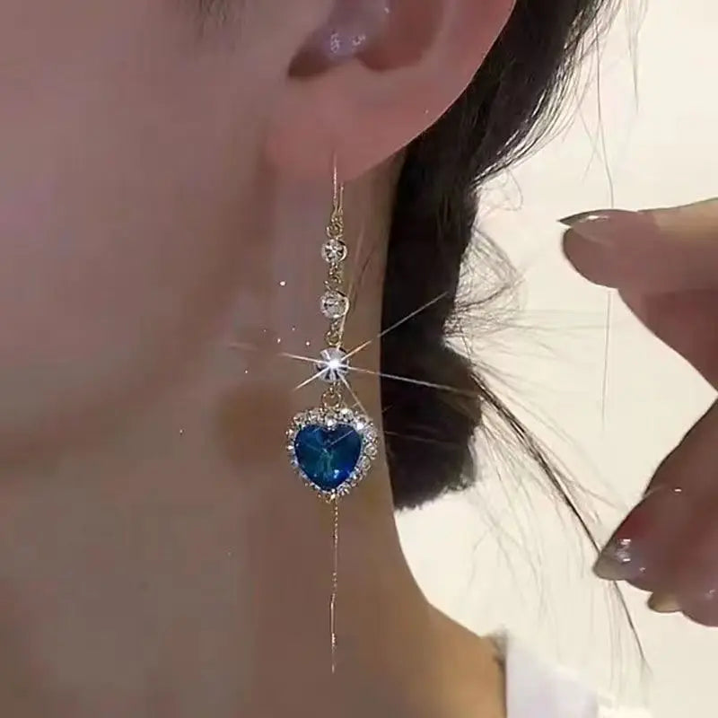 Blue Heart Earrings for Women