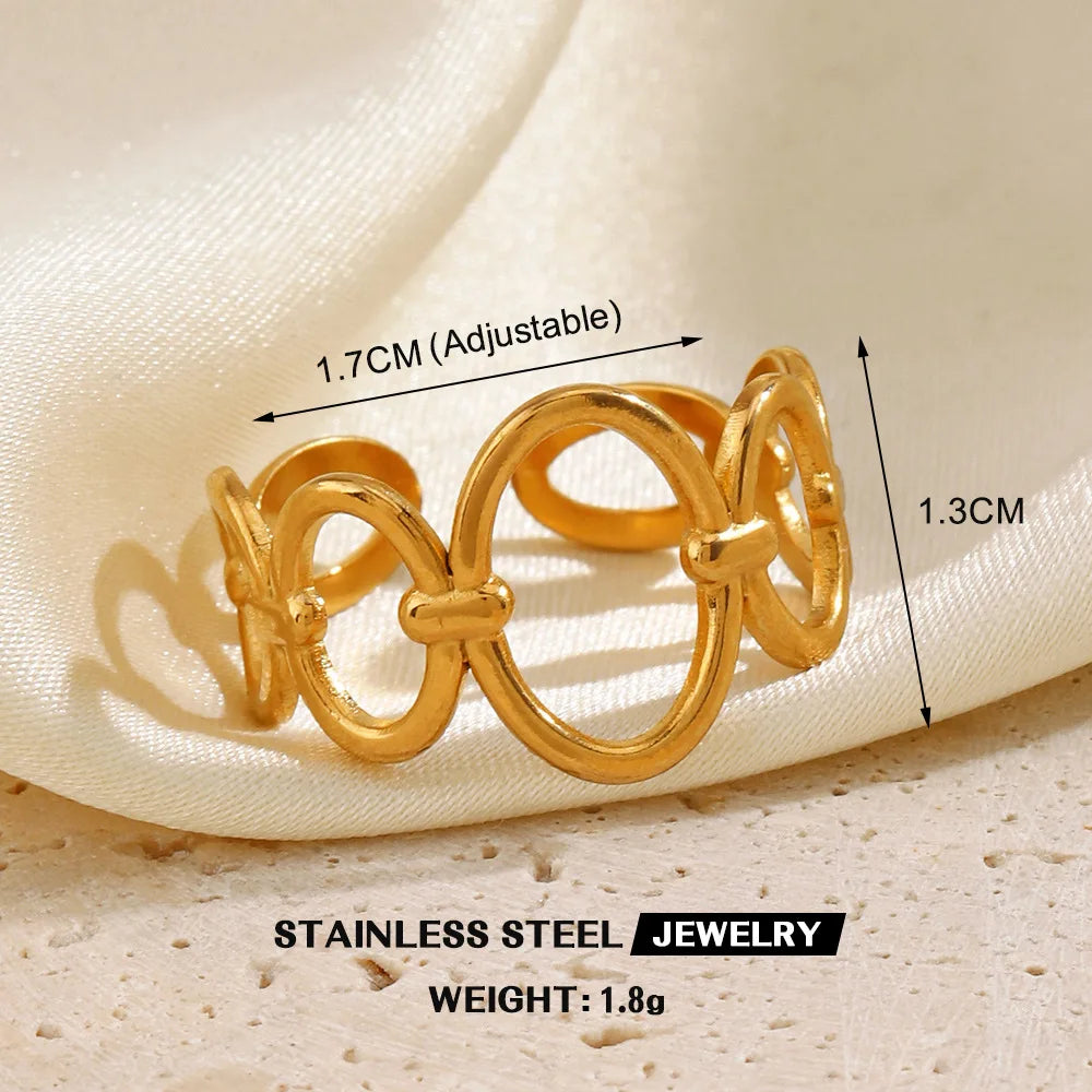 Gold Color Heart Ring Women Metal Finger Hollow