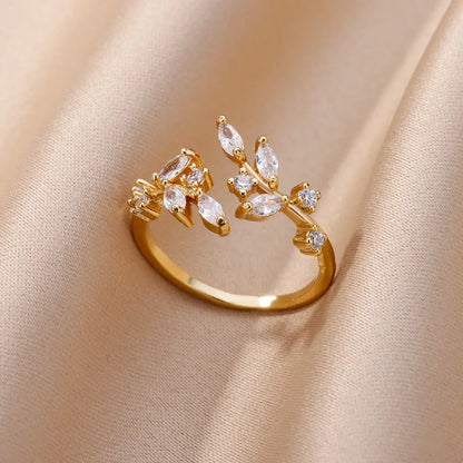 Flower Rings for Women Gold Color