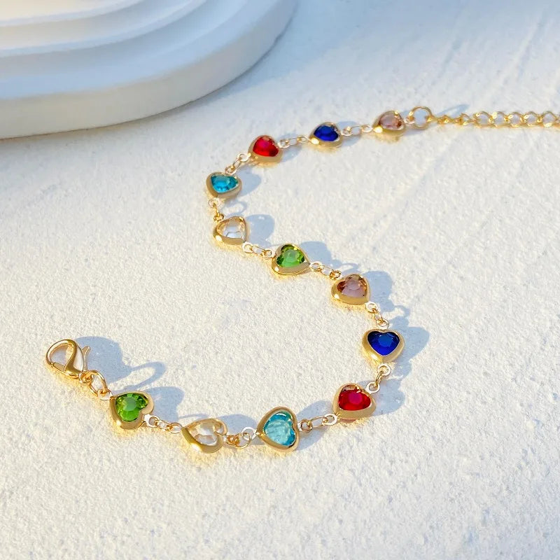 Fashionable Colored Heart Bracelet Elegant Women