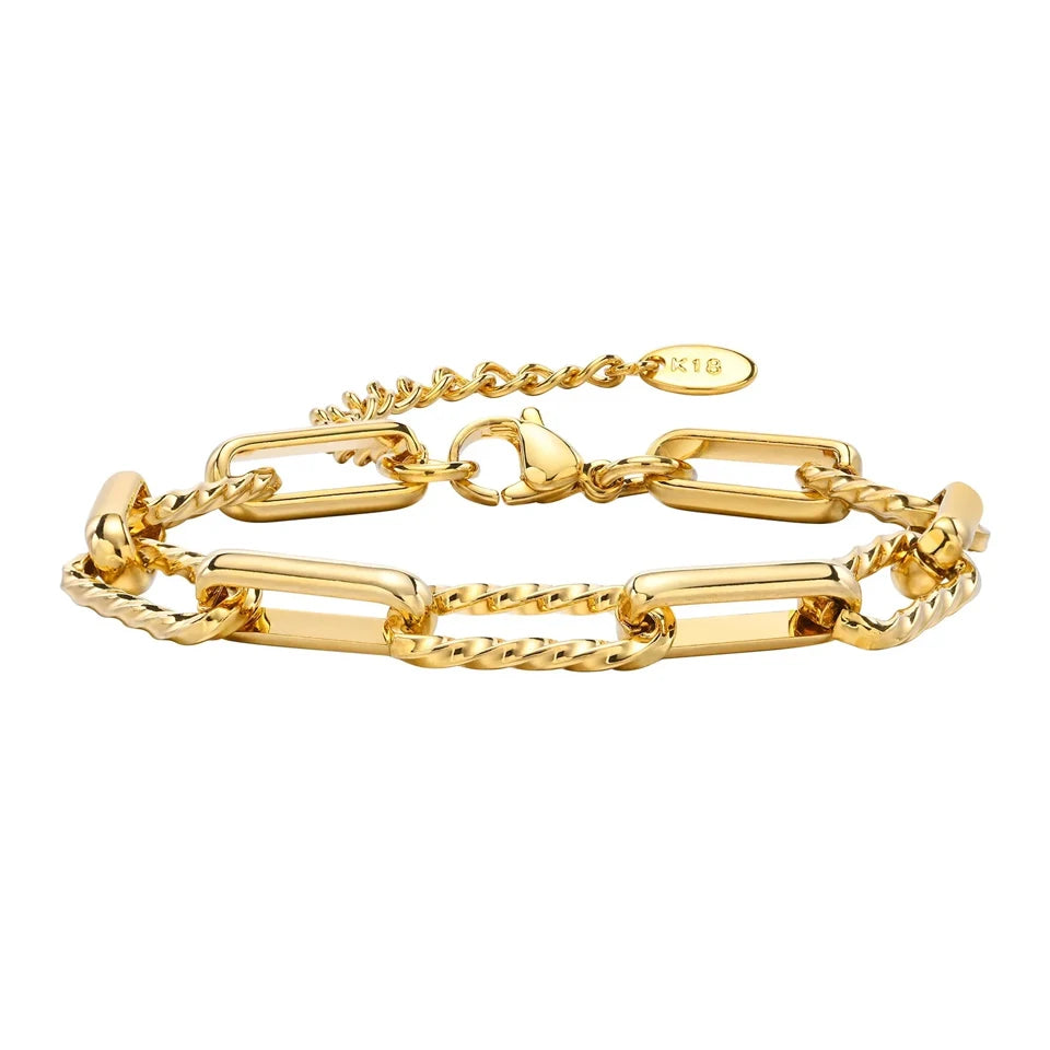 Classic Bracelet Gold Color Rectangle Charm